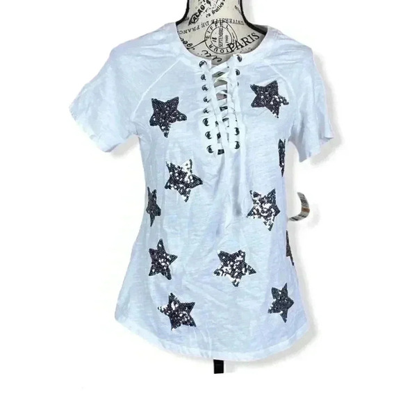 INC White Printed Short Sleeve tee - Picture 1 of 4